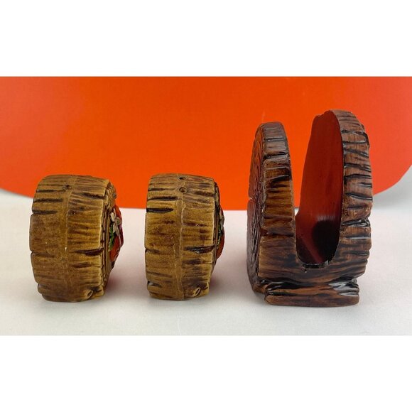 Vintage 70s salt & pepper shakers, Florida souvenirs, ceramic log shaped - Picture 5 of 10